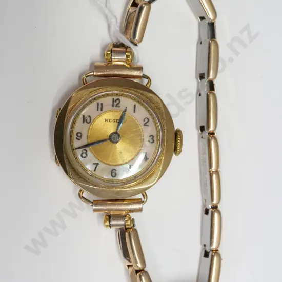 ladies 'Regent' gold watch with mother of pearl face stamped 375