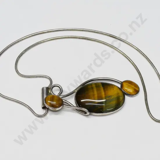 large tigers eye pendant stamped 925