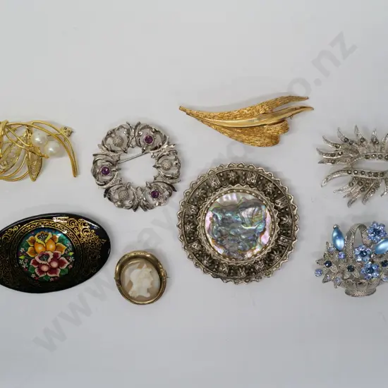 8 asstd costume brooches