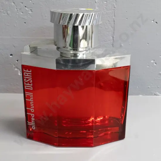 large Alfred Dunhill Desire shop display bottle - red glass and chromed plastic H-280 W-230