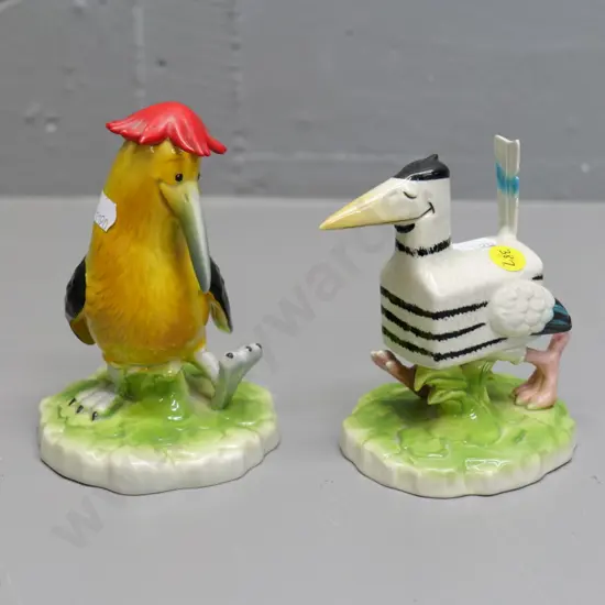 2 Goebels Gunter Scherrer retro bird figurines 'Pierre Carre' and 'Jukebox Johnny'