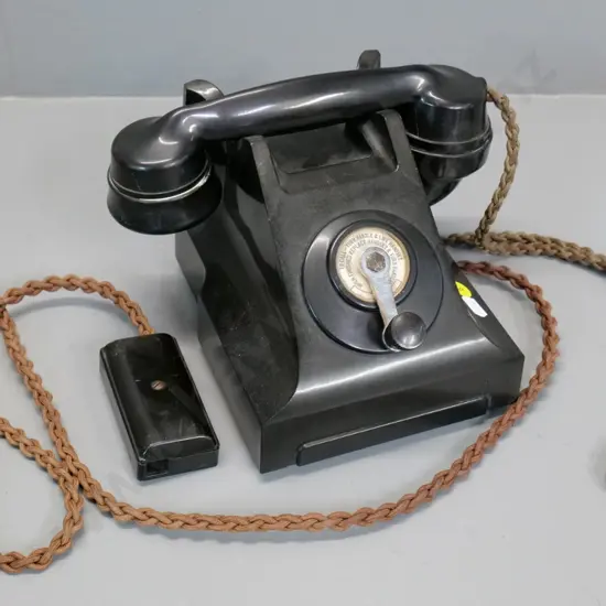 vintage black bakelite crank handle telephone