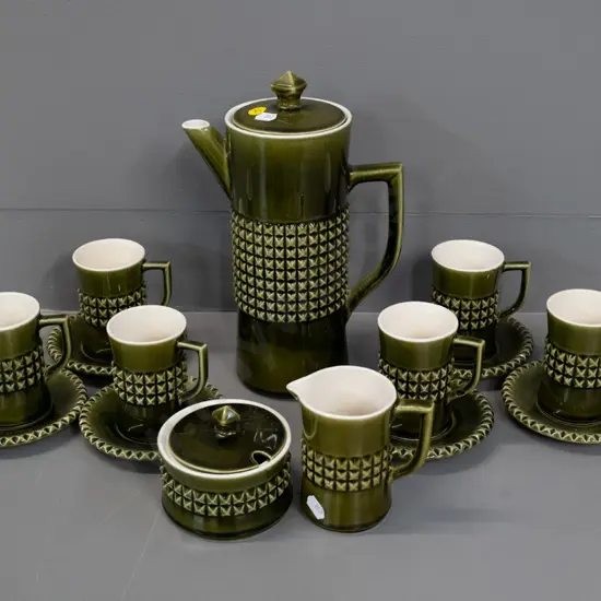 retro Secia Portugal green glaze 6-cup coffee set - coffee pot H-260