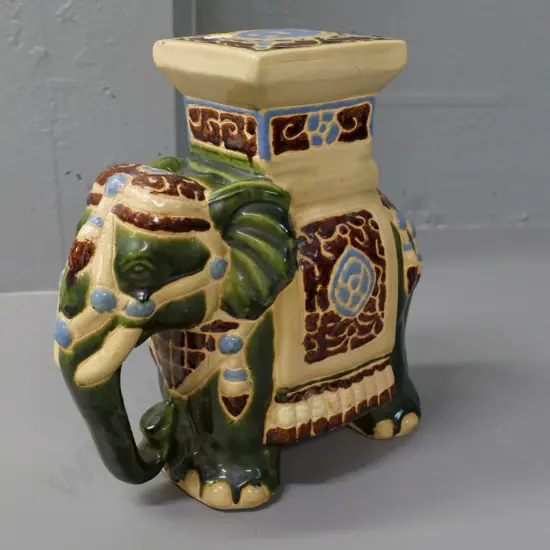 small Asian porcelain elephant plant stand H-290 L-280