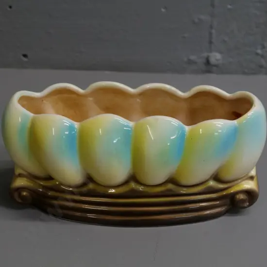 deco NZ pottery flower trough stamped B104 Titian Studio - some discolouration inside H90 L-200