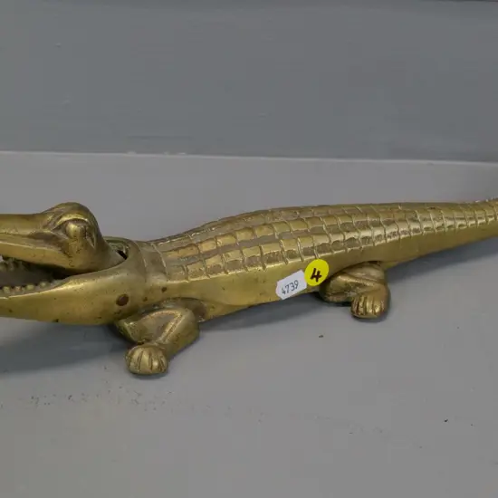 large cast brass crocodile nutcracker L-380