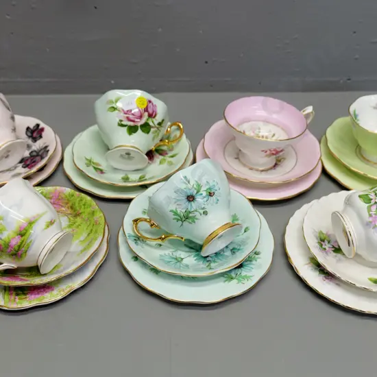 7 English china trios - 6 Royal Albert and 1 Hammersley