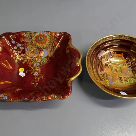 2 bowls - Crown Devon H-60 W-250 and Carlton ware Rouge Royal