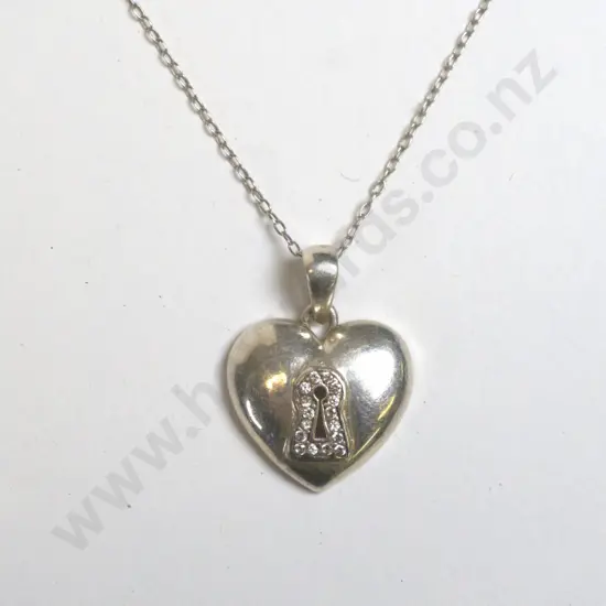 silver heart necklace chain stamped 925