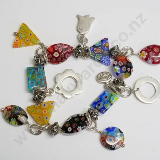 millefiori charm bracelet stamped 925