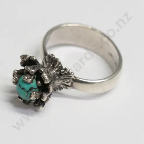 silver turquoise ring stamped stg sil