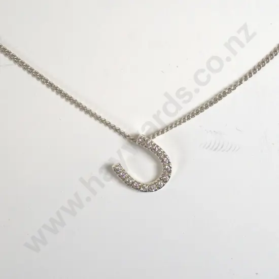 silver horseshoe necklace stamped 925