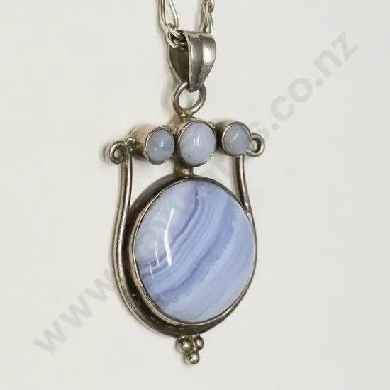 large light blue stone pendant stamped 925