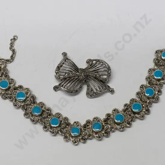 costume bracelet & marcasite brooch
