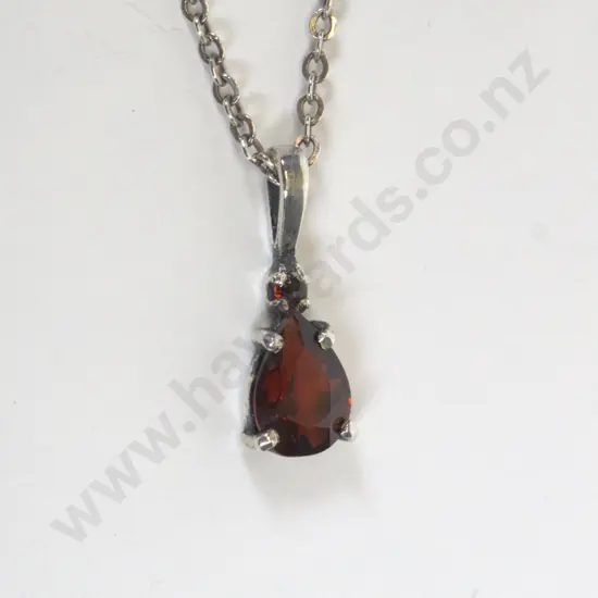 silver garnet necklace chain stamped 925
