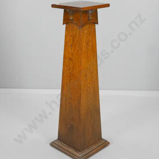 deco oak indoor plant or display stand - polish on top needs attention H-940 W-290 D-290 at base
