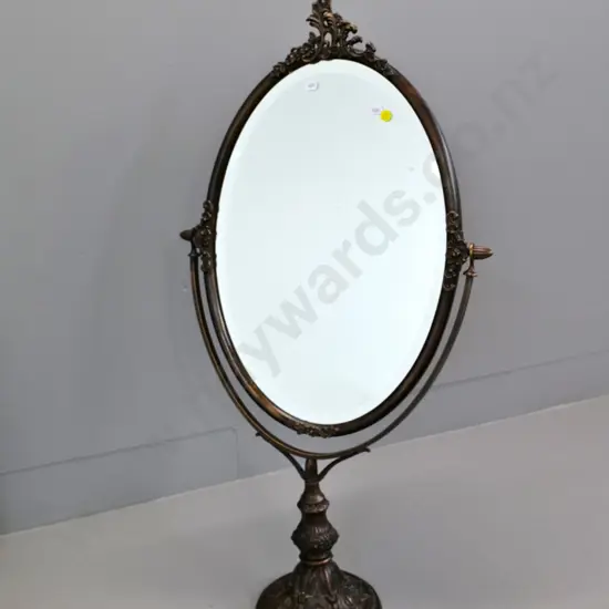 cast metal bronze finish tilting bevelled dressing table mirror H-860 W-440