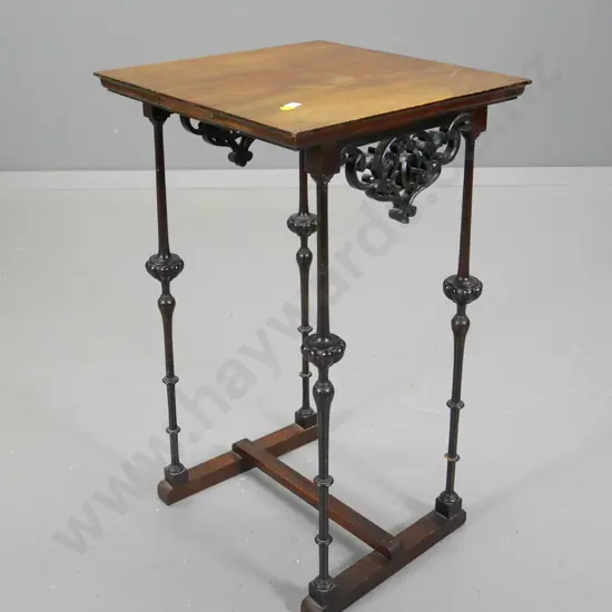 mahogany small side table with carved detail, legs a bit wobbly H-560 W-330 D-330
