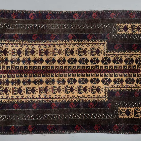 hand-knotted wool Persian floor rug - navy, dark red, beige L-1400 W-800