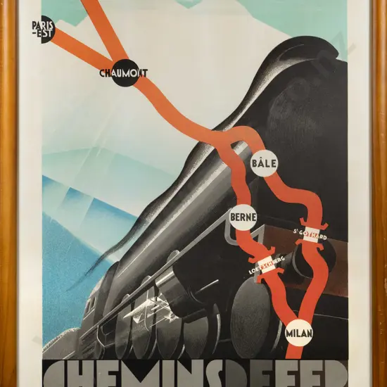 framed reproduction train advertising poster print H-840 W-510