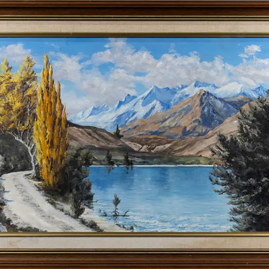 ML Horrell -framed oil "Glendu Bay Wanaka" H-440 W-740