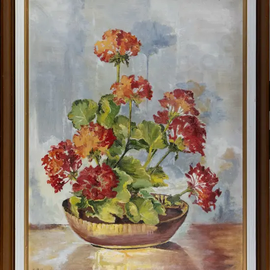 I Holdsworth - framed oil - still life flowers H-400 W-290
