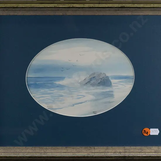 HCS 1930 - framed watercolour - coastal scene H-140 W-190