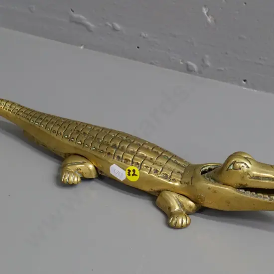 large cast brass crocodile nutcracker L-380