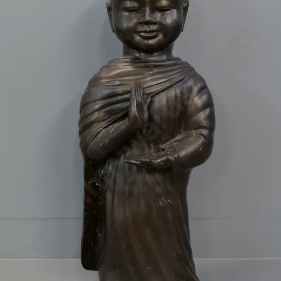 bronze finish hollow cast metal standing Buddha figure H-660 W-250