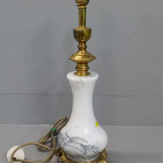 brass and marble table lamp base, no shade H-440