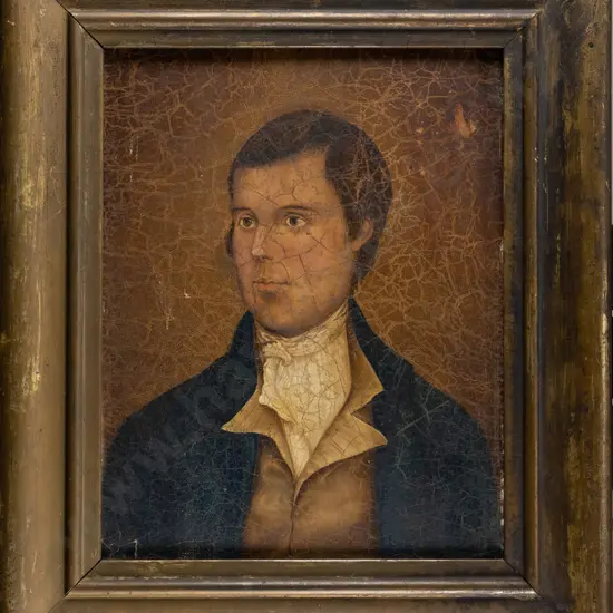 framed oil on board - portrait of a man - extensive crazing - H-250 W-90