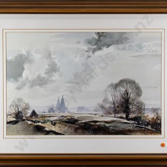 Roland Hilder print - oast houses near Tonbridge, Kent H-330 W-500