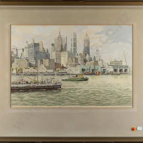 illegible signature - framed ltd edition print "New York USA" H-280 W-410