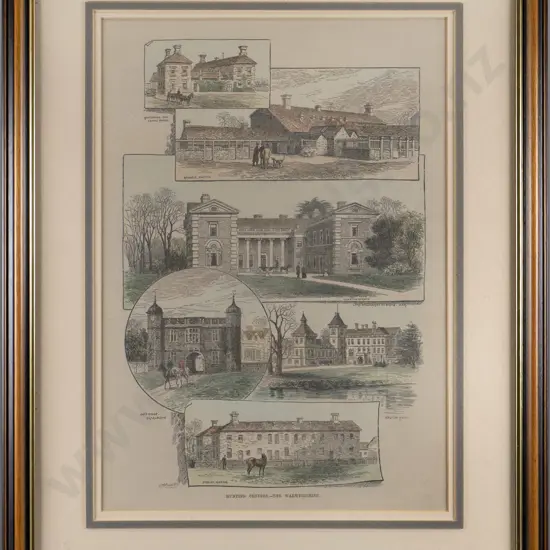 framed vintage print "Hunting Centres - The Warwickshire" H-330 W-240