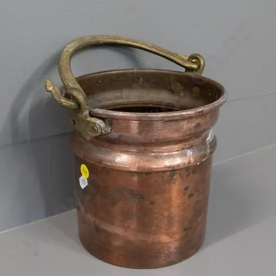 hand-made copper bucket with brass handle H-170 D-170