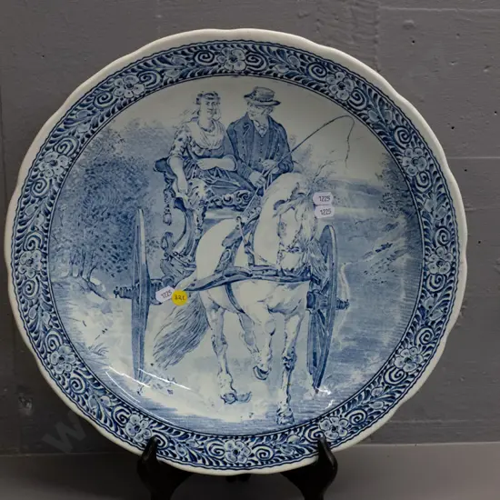 large Boch Delft wall charger with horse and cart motif - diameter 395