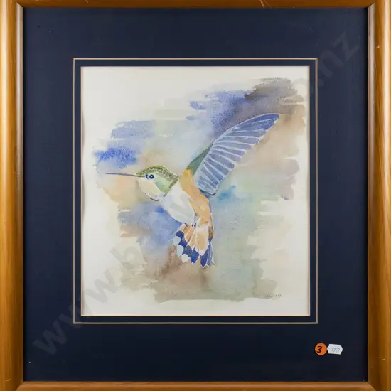 JK 1993 - framed watercolour - bird H-290 W-270