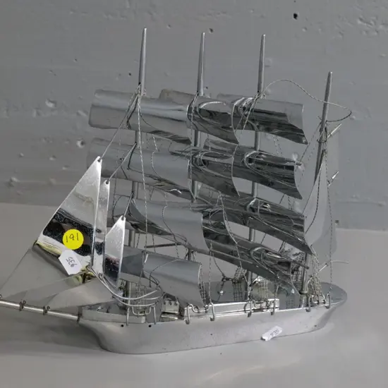 chrome fully rigged sailing ship H-250 L-300