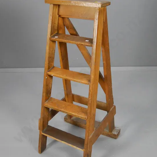 vintage solid timber library steps - some age wear H-940 W-330 D-440