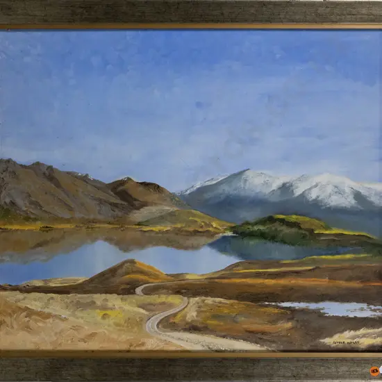 illegible signature - framed oil- Lake Hayes H-490 W-590