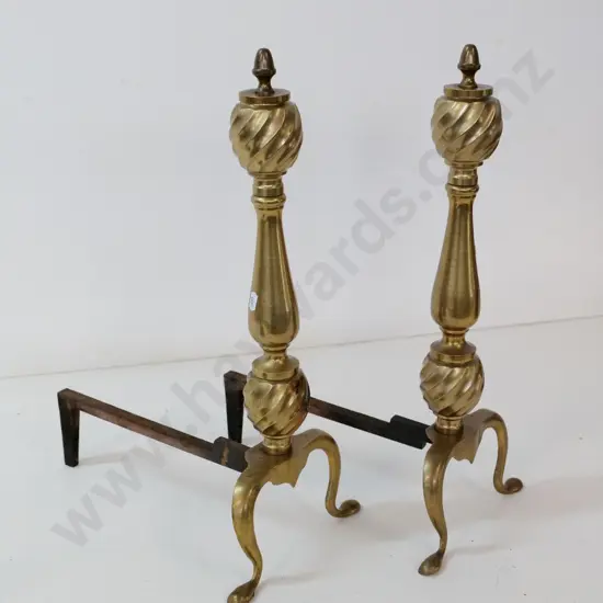 pair of cast brass and iron fire dogs H-490 W-210 D-310