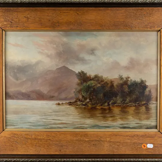 E.E Parker 1891 -framed oil -Lake scene H-290 W-440