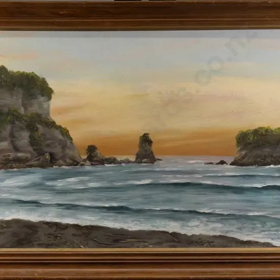 M Blerwirth - framed oil "Seven Mile Beach Greymouth" H-330 W-580