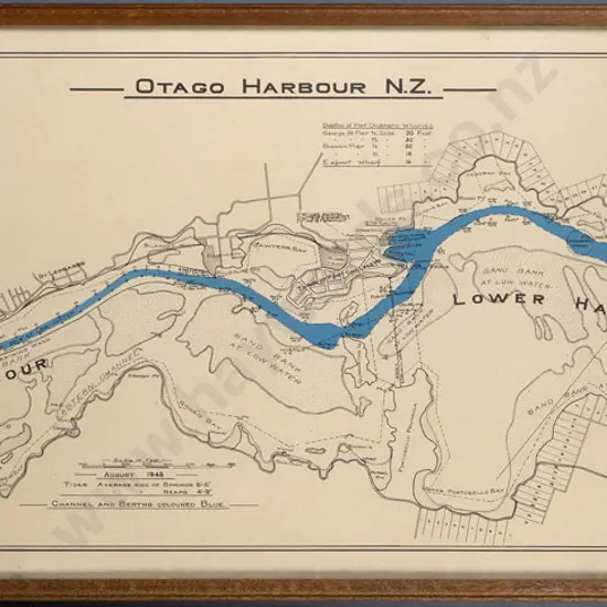 framed print Otago Harbour -some foxing H-290 W-940