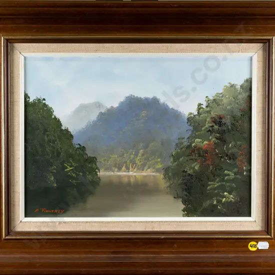 M Finnerty -framed oil "Buller River" H-250 W-340