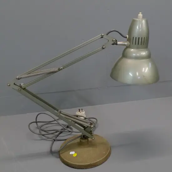 grey Gartner Superluxe AKL anglepoise lamp - some pitting to base - spun metal shade diameter 170