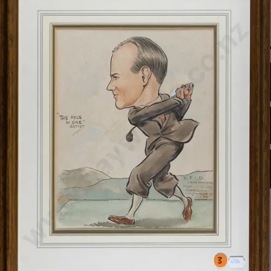 Gordon McIntyre '33 - framed watercolour "The Hole In One" H-210 W-170