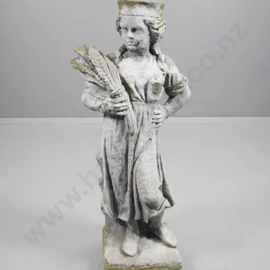 cast concrete garden ornament - woman with wheat sheaf H-800 W-340