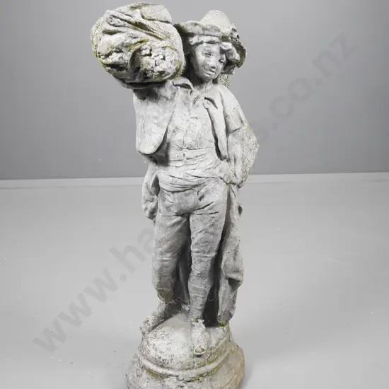 cast concrete garden ornament - man with wheat sheaf H-770 W-310