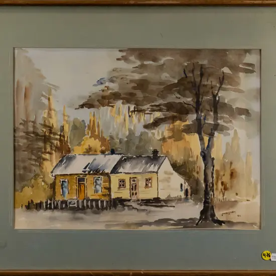 Joan Elder '81 - framed watercolour - country house H-280 W-30